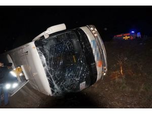 Edirne'de yolcu otobüsü devrildi: 10 yaralı