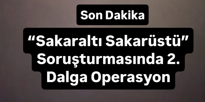 “Sakaraltı Sakarüstü” Soruşturmasında 2. Dalga Operasyon