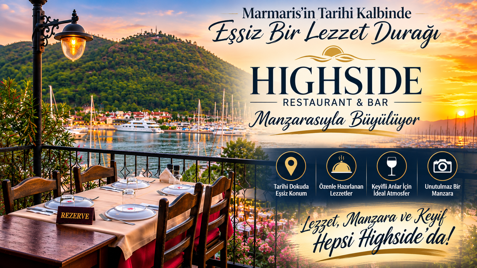 Marmaris'in Tarihi Kalbinde Eşsiz Bir Lezzet Durağı: Highside Restaurant & Bar Manzarasıyla Büyülüyor