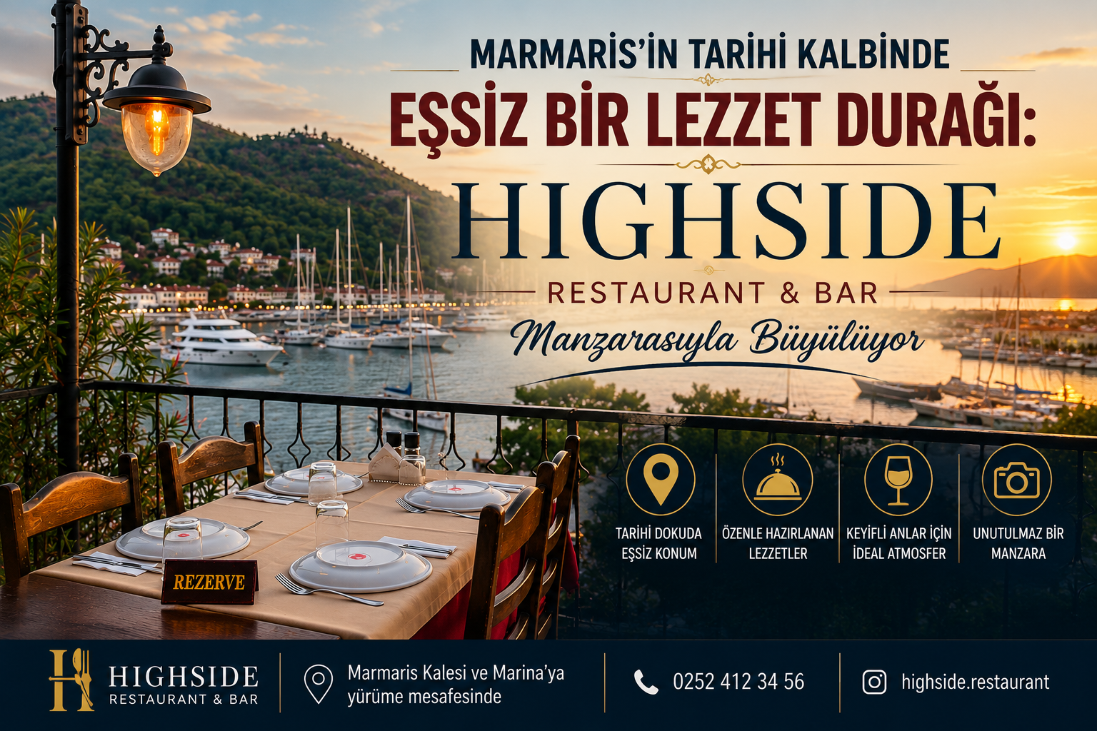 Marmaris'in Tarihi Kalbinde Eşsiz Bir Lezzet Durağı: Highside Restaurant & Bar Manzarasıyla Büyülüyor