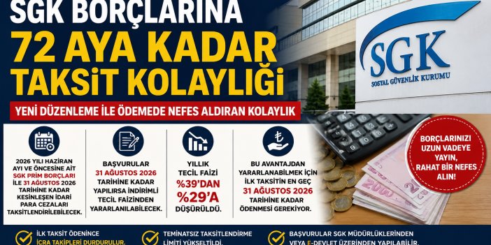 SGK Borçlarına 72 Aya Kadar Taksit Kolaylığı