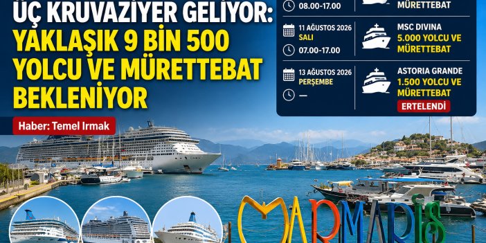 Marmaris'e Üç Kruvaziyer Geliyor: Yaklaşık 9 Bin 500 Yolcu ve Mürettebat Bekleniyor