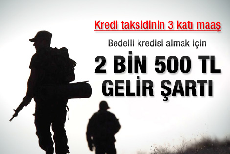 Bedelli kredisi için 2 bin 500 TL maaş gerekiyor