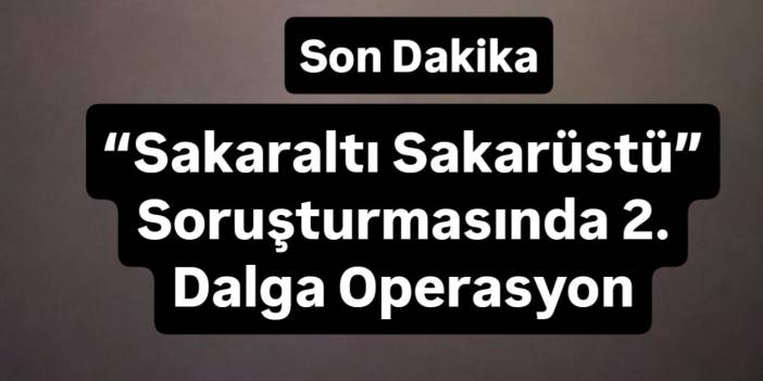 “Sakaraltı Sakarüstü” Soruşturmasında 2. Dalga Operasyon